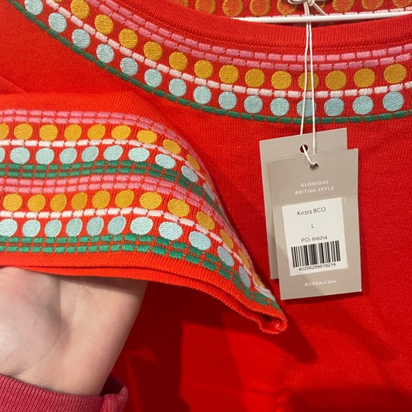Boden Monmouth Embroidered Jumper - Colorful Vibrant Orange Sweater - NWT - Picture 4 of 6